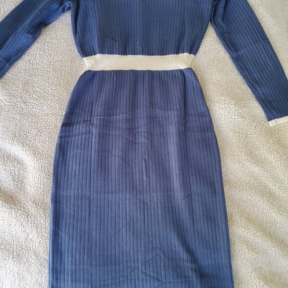 GRACE KARIN Sweater Dress Long Sleeve V Neck Pullover Elegant Midi Knit Dress - Picture 4 of 8